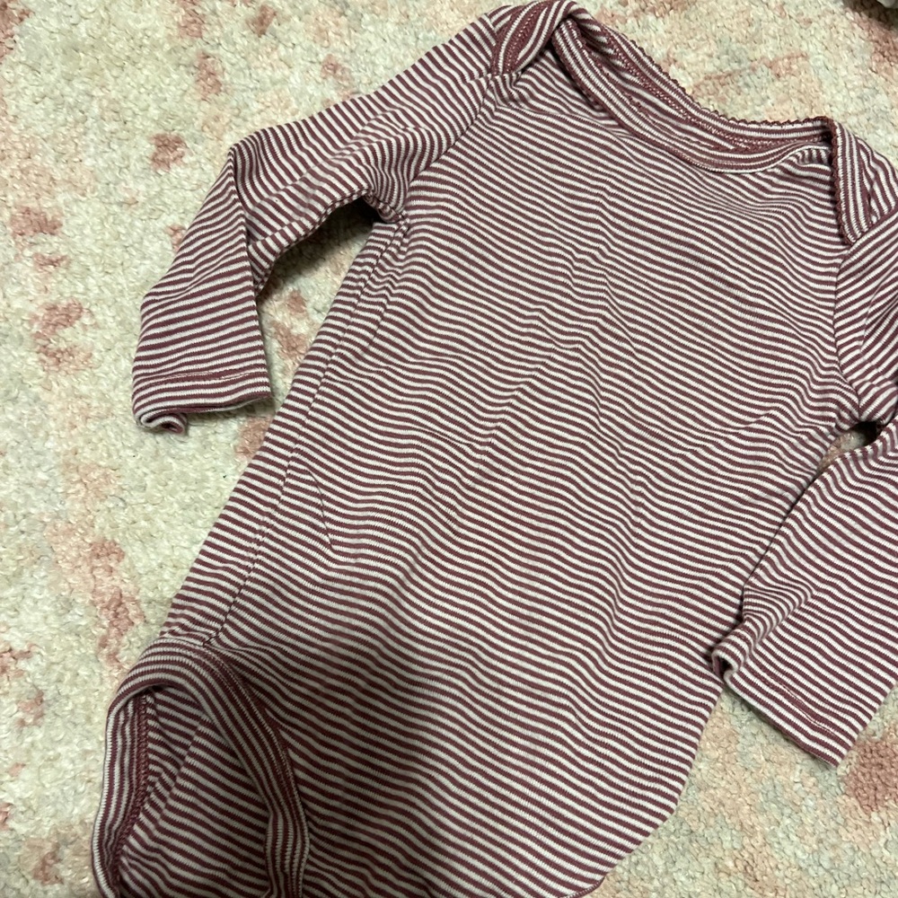 Carter’s brand. 9 months. Purple striped bodysuit. Used condition